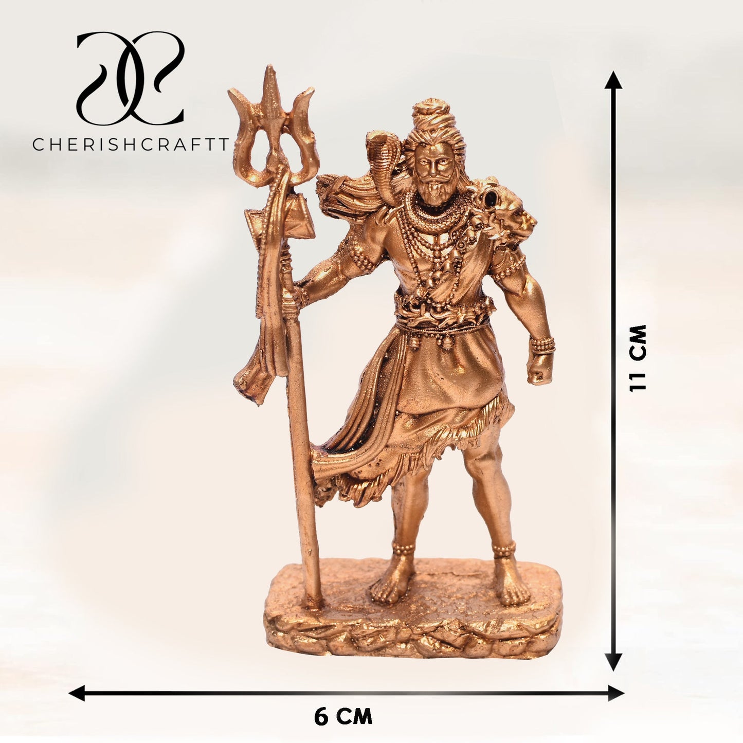 Cherishcraftt Shiva Statue Car Dashboard Idol, Shiv Ji for Birthday,Annivesary, Home & Office Pooja Room,Living Room Show Piece New House Warming Gift (Golden,Size -12 * 7 * 4 cm)