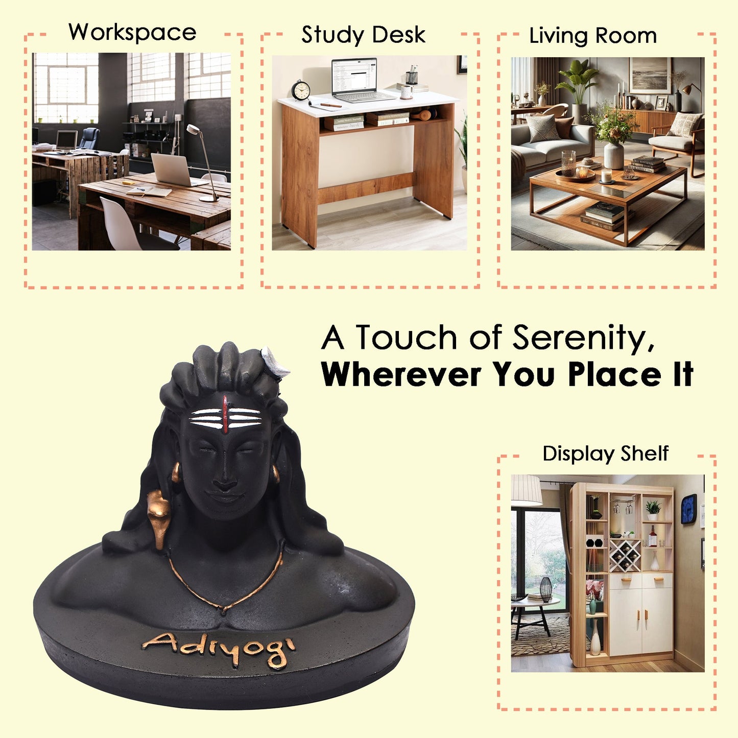 Adiyogi Shiva Statue for Car Dash Board, Pooja & Gift, Mahadev Murti, Idol, Lord Adiyogi Shankara for Home & Office Decor/Diwali Gifts Items (Black-5.5Inches)