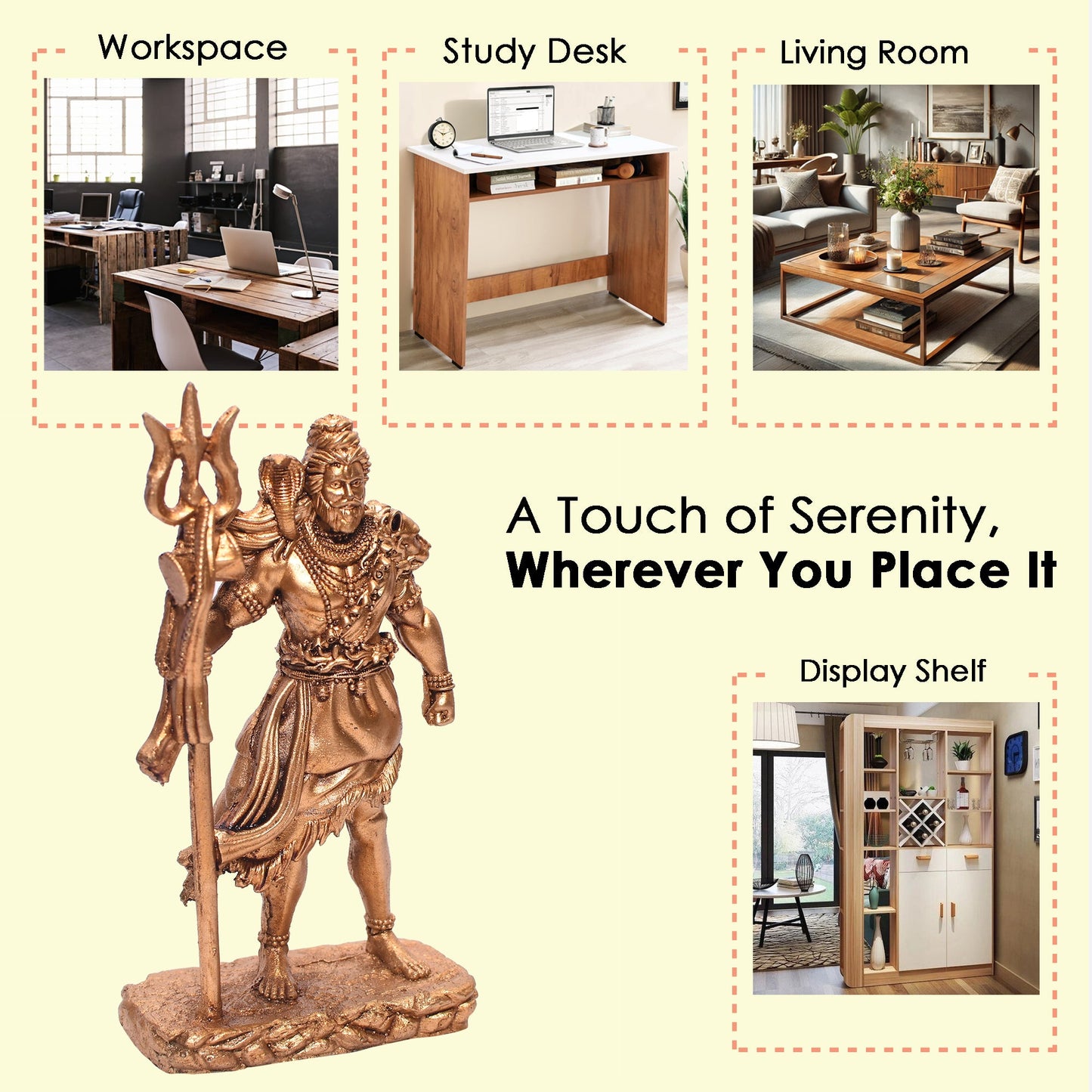 Cherishcraftt Shiva Statue Car Dashboard Idol, Shiv Ji for Birthday,Annivesary, Home & Office Pooja Room,Living Room Show Piece New House Warming Gift (Golden,Size -12 * 7 * 4 cm)