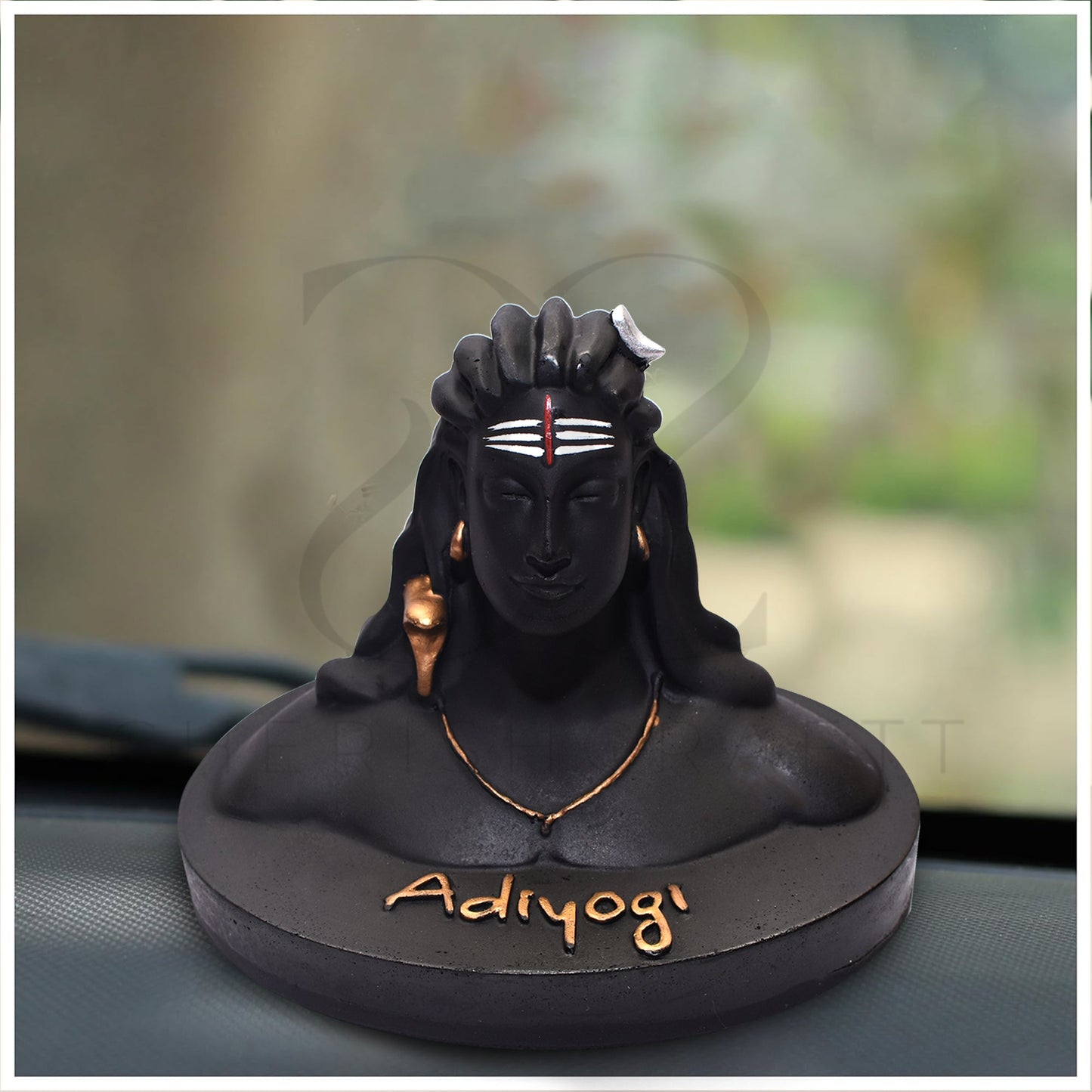 Adiyogi Shiva Statue for Car Dash Board, Pooja & Gift, Mahadev Murti, Idol, Lord Adiyogi Shankara for Home & Office Decor/Diwali Gifts Items (Black-5.5Inches)