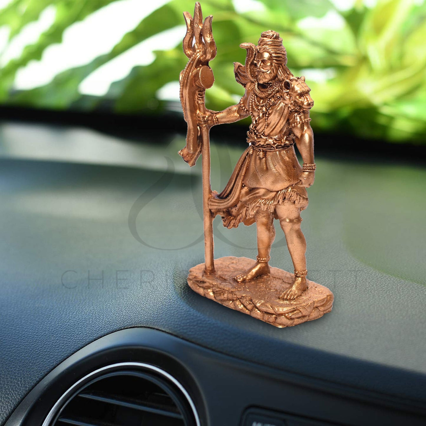 Cherishcraftt Shiva Statue Car Dashboard Idol, Shiv Ji for Birthday,Annivesary, Home & Office Pooja Room,Living Room Show Piece New House Warming Gift (Golden,Size -12 * 7 * 4 cm)